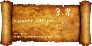 Nyemetz Nóra névjegykártya
